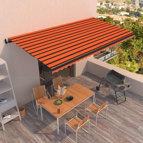 vidaXL Avtomatsko zložljiva tenda 600x350 cm oranžna in rjava Cene