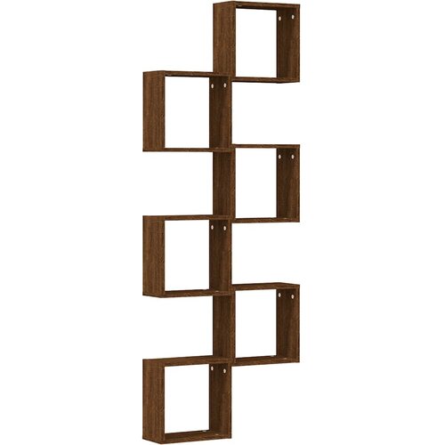  Zidne kockaste police 6 kom smeđi hrast 30x15x30 cm Slike