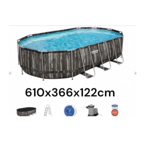 Bestway BAZEN 5611R STEEL PRO MAX OVAL WOOD 610X366X122 FIL.610X366X122 BW Cene