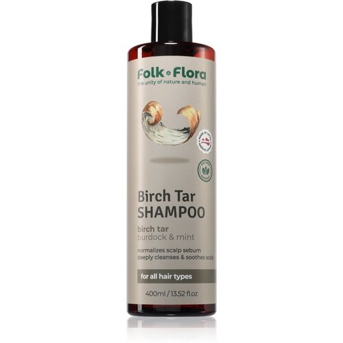 Folk &amp;amp; Flora Birch Tar &amp;scaron;ampon za dubinsko či&amp;scaron;ćenje za suhu kožu sklonu svrbežu 400 ml Slike