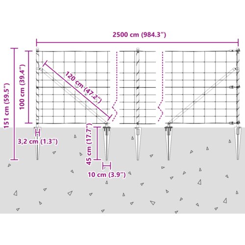VidaXL Ograda za livade 1x25 m Pocinčani čelik Slike