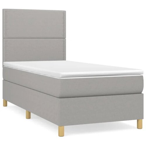 VidaXL Box spring postelja z vzmetnico svetlo siva 90x200 cm blago, (20898535) Slike