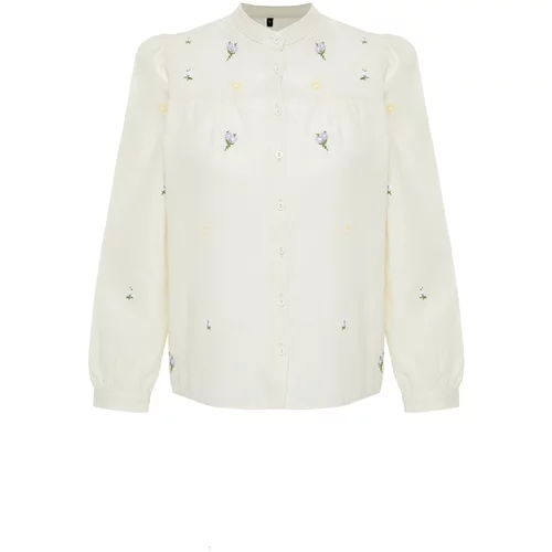 Trendyol Beige Embroidered Woven Shirt
