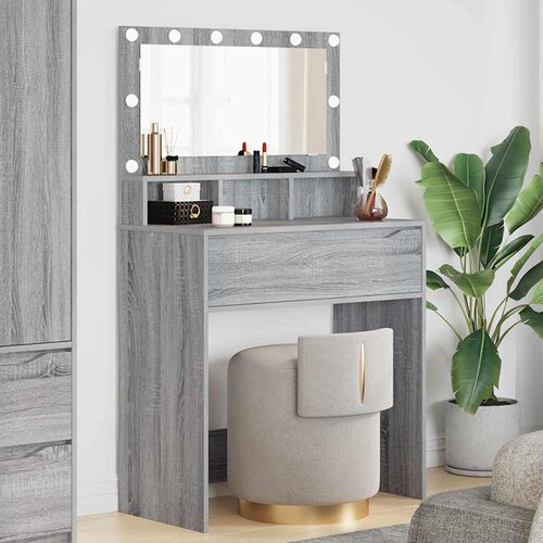 vidaXL Toaletne mize za spalnice Siva Sonoma 80 x 39,6 x 135 cm Cene