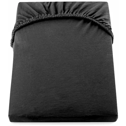 DecoKing Črna bombažna elastična rjuha Amber Collection, 200/220 x 200 cm