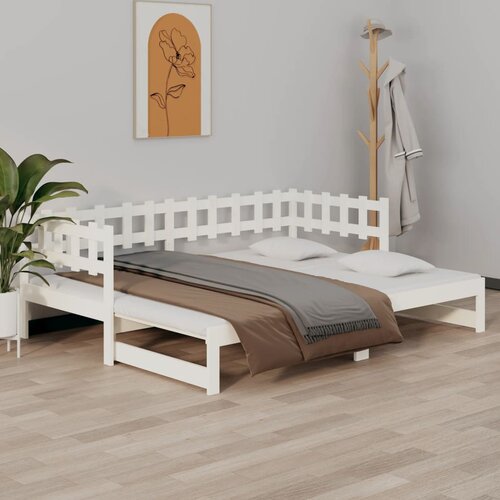  Dnevni ležaj na izvlačenje bijeli 2x(90x190)cm masivna borovina Cijene