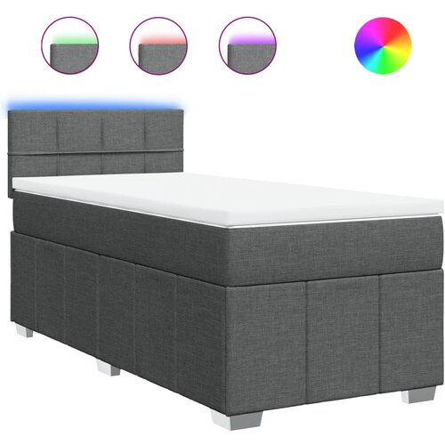 vidaXL Box spring postelja z vzmetnico temno siva 90x200 cm blago, (21305450) Cene