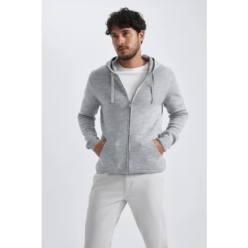 Defacto Standard Fit Hooded Knitwear Cardigan