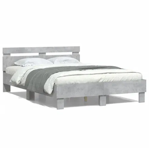  Okvir kreveta s uzglavljem LED siva boja betona 135 x 190 cm