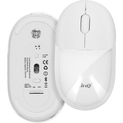 LINQ Miška Bluetooth ali WiFi z večbarvno LED + USB Dongle, Bela, (5000009802) Cene