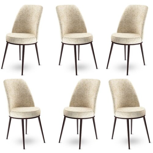 Hanah home Dexa - Cream, Brown CreamBrown Chair Set (6 Pieces) Cene