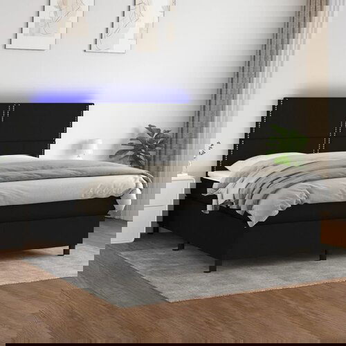 The Living Store Box spring postelja z vzmetnico LED črna 180x200 cm blago - Box Spring Postelja, (21516715) Slike