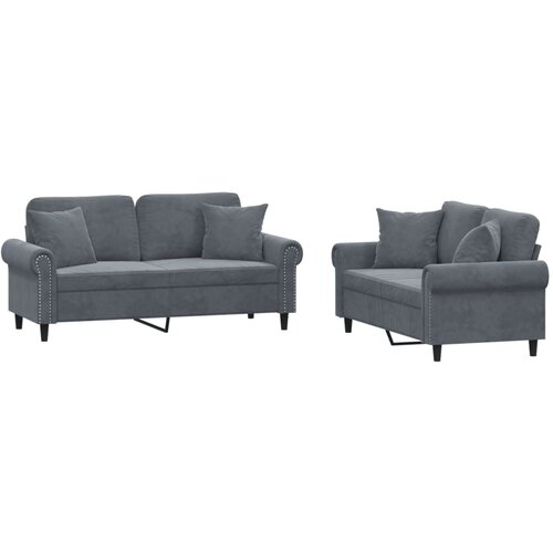 vidaXL 2-dijelni set sofa s jastucima tamnosivi baršunasti Cijene