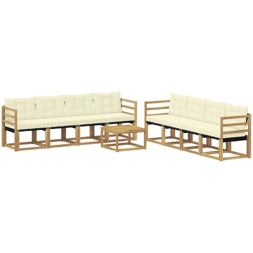vidaXL Zunanja garnitura za sedenje z blazino 9 pcs Bela in krem, (5000280214) Cene
