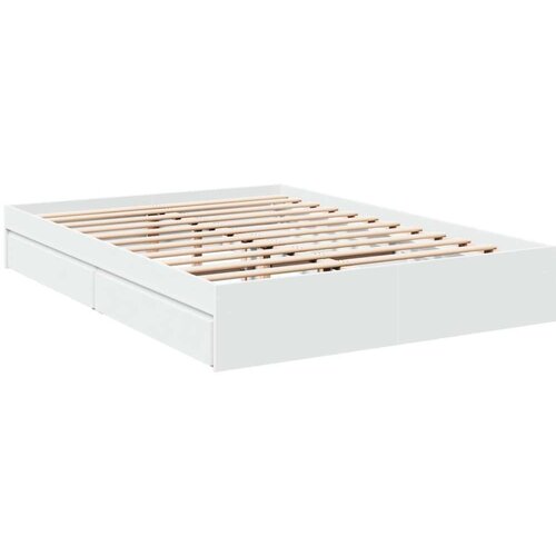  Okvir kreveta s ladicama bijeli 160 x 200 cm konstruirano drvo Slike