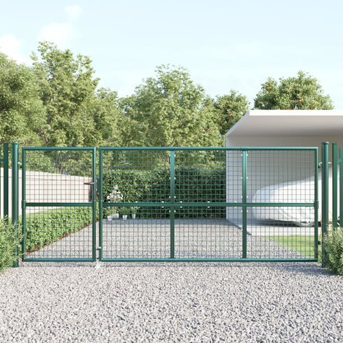 VidaXL mrežasta vrtna vrata zelena 350 x 175 cm od pocinčanog čelika Slike