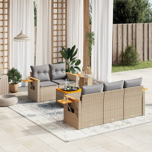  6-dijelni set vrtnih sofa s jastucima bež od poliratana 85 x 62 x 69 cm Cijene