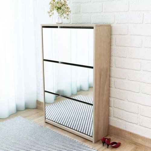 vidaXL Ormarić za Cipele s Ogledalom Boja Hrastovine 63x17x102,5 cm Cene