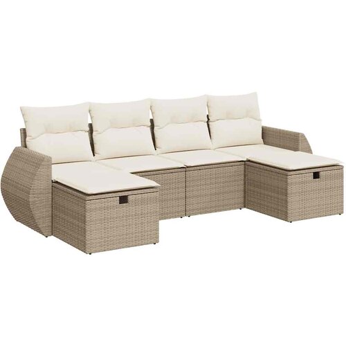 vidaXL 6-dijelni set vrtnih sofa s jastucima bež od poliratana Cijene