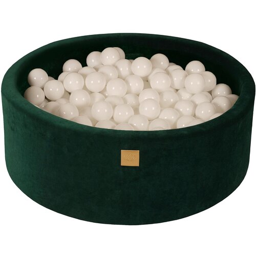 MeowBaby Bazen z žogicami, 90x30 cm z 200 žogicami, žamet, temno zelena : bela, (21295117) Cene