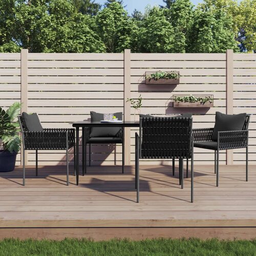 VidaXL Vrtne stolice s jastucima 4 kom crne 54x61x83 cm od poliratana Slike