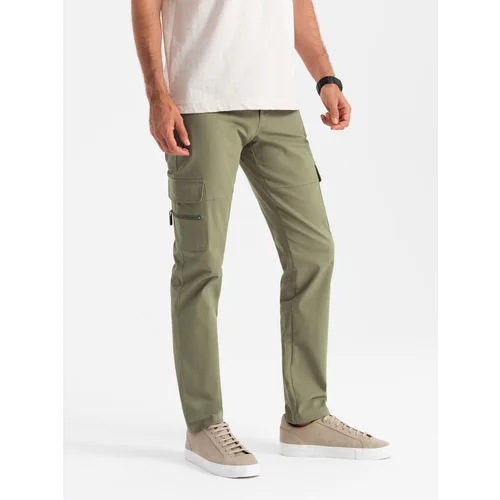 Ombre Men's STRAIGHT LEG cargo pants with zippered pockets - olive