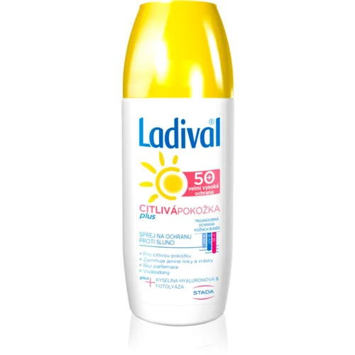 Ladival Sensitive Plus transparentno zaščitno pršilo proti staranju kože za občutljivo kožo SPF 50+ 150 ml