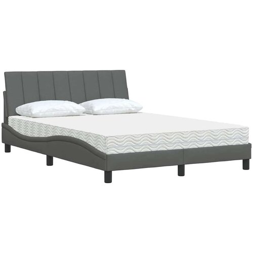 VidaXL krevet s madracem tamnosivi 140x190 cm od tkanine Slike