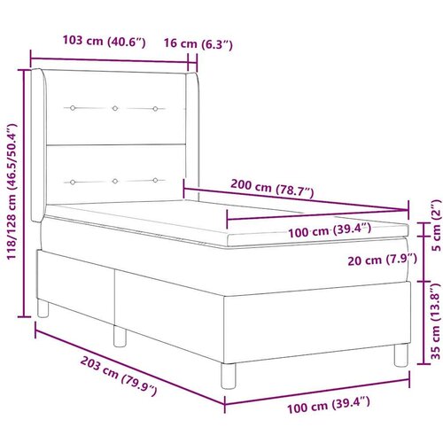 vidaXL Postelja s škatlasto vzmetjo z vzmetnico Svetlo siva 100x200 cm Žamet Cene