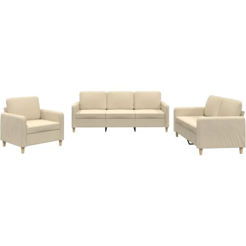 Maison Chic Sedežna garnitura - kavč 3-delna z blazinami krem blago, (21728149) Cene