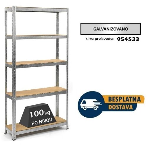  Polica metal-medijapan 180x90x40cm, 5x100kg galvanizovano Cene