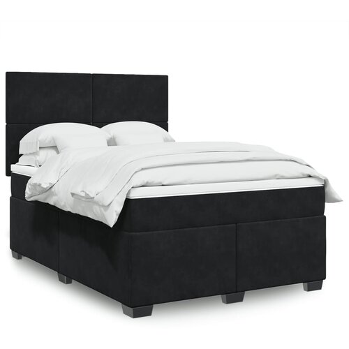 The Living Store Box spring postelja z vzmetnico črna 160x200 cm žamet - Box Spring Postelja, (21428094) Slike