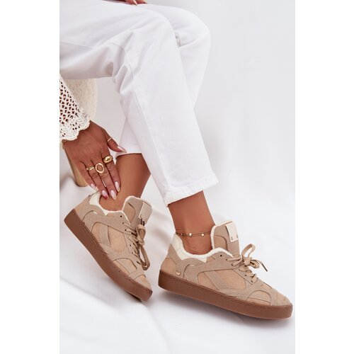 Boto Women&amp;#039;s Sneakers on Platform with Furry Lining Beige Solvia Slike