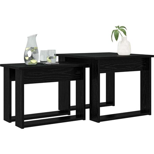  Set stolića za kavu 2 pcs Crni hrast Konstruirano drvo Slike