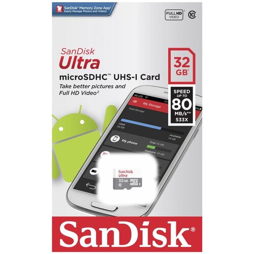 San Disk 32GB Ultra microSDHC 100MB/s Class 10 UHS-I Slike