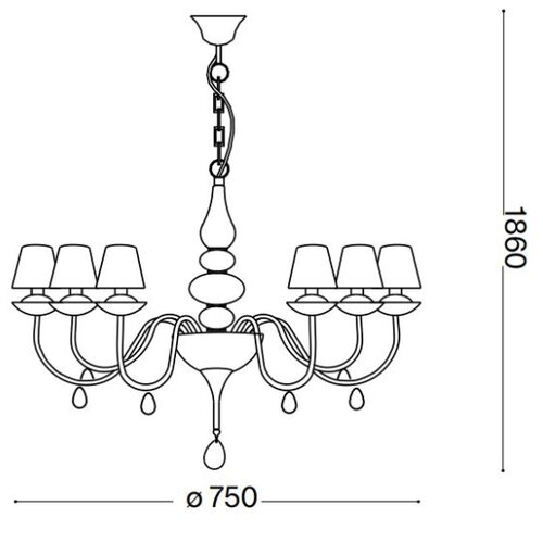 Ideal Lux luster na lancu blanche 6xE14/4W/230V prečnik 75 cm crni Slike