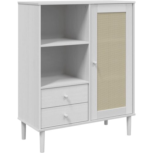 VidaXL Komoda SENJA videz ratana bela 90x40x112 cm trdna borovina, (20956904) Slike