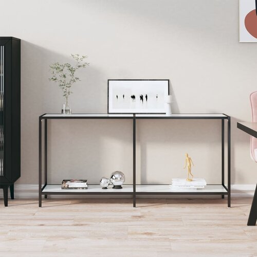 VidaXL Konzolni stol bijeli 160 x 35 x 75,5 cm od kaljenog stakla Slike