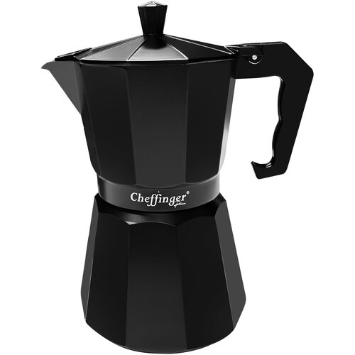 Cheffinger Italijanski kavni aparat 320ml 6 skodelic iz aluminija z ergonomskim ročajem, Črna, (5000277340) Cene