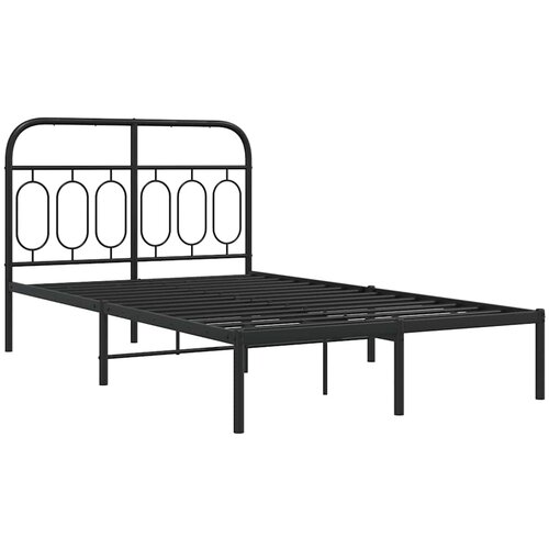  Metalni okvir za krevet s uzglavljem crni 120x200 cm Slike