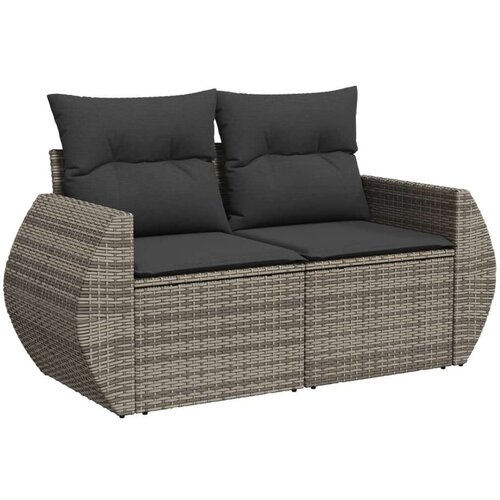 VidaXL 8-dijelni set vrtnih sofa od poliratana s jastucima sivi Slike