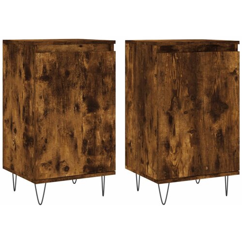 Maison Chic Komoda - Predalnik 2 kosa dimljeni hrast 40x35x70 cm inženirski les, (21722765) Slike