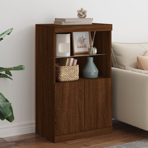  The Living Store Komoda z LED lučkami dimljen rjav hrast 60,5x37x100 cm - Komoda, (21448220) Slike