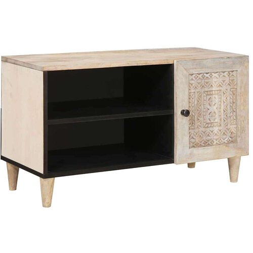 vidaXL TV ormar s policom Bijelo 80 x 33 x 46 cm masivno drvo manga Cijene