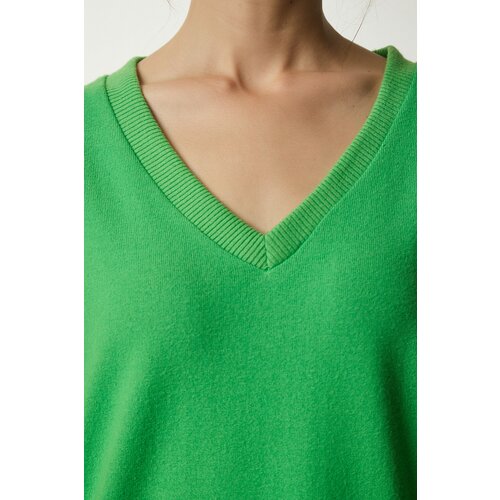  Women's Light Green V-Neck Soft Knitted Sweater Cijene