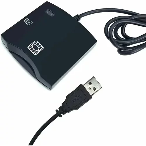 RIFF Čitalec pametnih kartic PC/SC CCID ISO7816 s kablom USB 2.0 črne barve, (21155106)