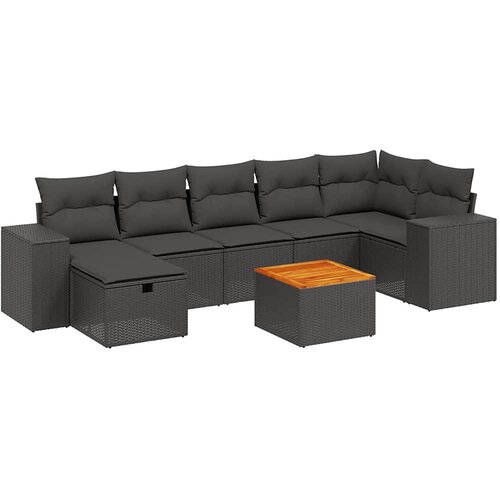  8-dijelni set vrtnih sofa od poliratana s jastucima crni Crna 83 x 62 x 69 cm Slike
