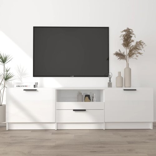 The Living Store TV omarica visok sijaj bela 140x35x40 cm konstruiran les - TV Omarica, (21375358) Cene