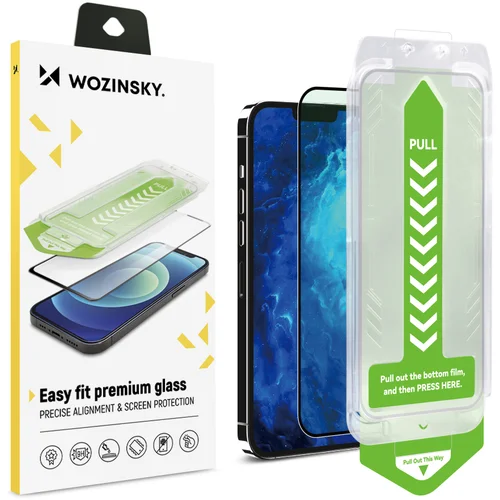 Wozinsky 9H kaljeno steklo z montažnim okvirjem za iPhone 15 Pro Max Premium Glass, črno, (21521856)