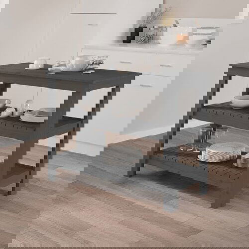 VidaXL Delovna miza siva 110,5x50x80 cm trdna borovina Slike